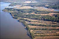 An aerial view of Jamestown Island.