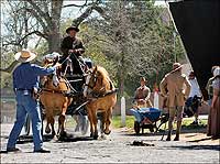 Pounding hooves and rising dust evoke the past for HBO's production of 'John Adams.'