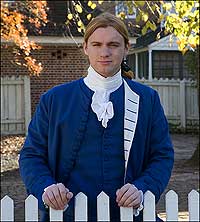 A hopeful suitor might fill his letters with flattering phrases. Colonial Williamsburg interpreter Adam Wright portrays a colonial gentleman.