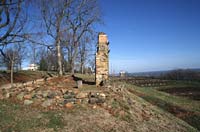 With the main house in the background, the remains of Mulberry Row at Monticello, where the slave quarters were and where Sally Hemings lived before she moved into the servants’ quarters in the South Dependencies on the estate grounds.