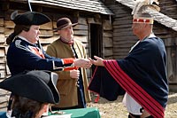 Michael Wells, Travis Henline and Gregory Hunt from a scene in the electronic field trip “Emmissaries of Peace.”