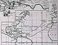 Map Showing Route from Britain to West Indies